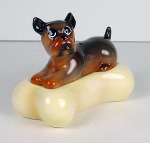 Cute French Bulldog Boxer Dog & Bone Stacker Salt & Pepper Shakers NIB Free Ship - Picture 1 of 1