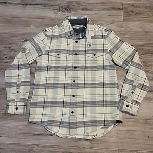 Outerknown Blanket Shirt Mens XS Plaid Black White Plaid Flannel Long Sleeve NEW - Picture 1 of 11