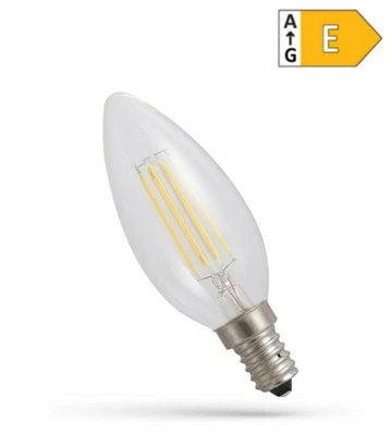 LED Filament E14 C35 Kerzenform Klar 4W =39 Watt 450lm 300° Retro Warmweiß 2700K - Bild 1 von 4