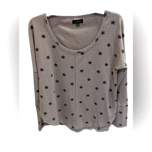 Top termico Lucky Brand stampa stella lavato dal sole grigio cuciture a vista donna medio - Foto 1 di 3