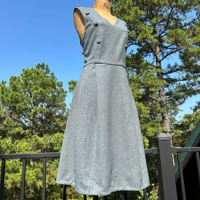 Vestido midi vintage años 60 gris lana mod academia uniforme look jersey M Foto 1 de 4