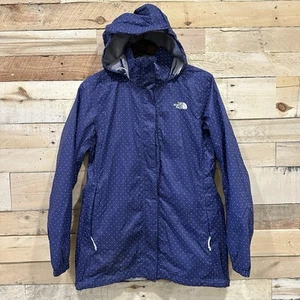 The North Face Womens Blue Polka Dot Windbreaker Jacket Size Large Long Sleeve - Picture 1 of 9