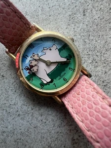 Vintage Erwachsene Valdawn Pig Ferkel rosa Leder Quarzuhr ungetestet lesen H1 - Bild 1 von 12