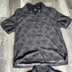 Camisa Nat Nast de seda y algodón con estampado de palmeras en negro humo talla L - Imagen 1 de 7