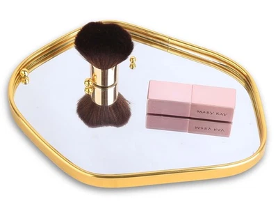 Perfum Trays,Gold Mirror Tray,Vanity Decorative Tray,Non Slip Stone-Shaped Pe... - Image 1 of 4