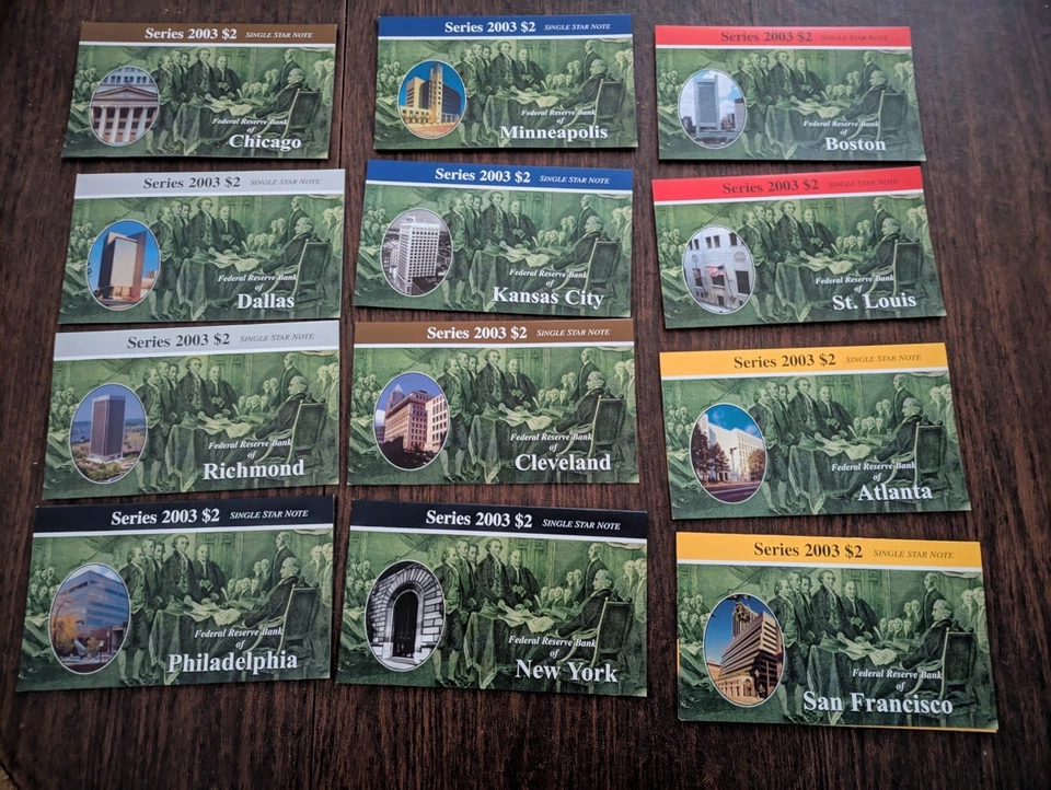 2003 BEP $2 Star Note District Set All Low Serial Numbers - Image 1 of 1