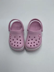 Crocs Niños Grandes Crocband Bailarina Rosa Blanco C8 Zuecos Zapatos Nuevos Sin Etiquetas - Imagen 1 de 4