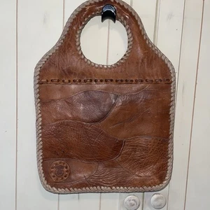 Handgefertigte Leder Chui braun Boho Vintage 70’s Henkeltasche eckig Festival - Bild 1 von 10