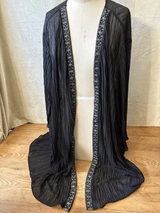 Catherines Black Sheer OPEN Cardigan Kimono 5X Plus Size Bead Embroidered Trim - Picture 1 of 4