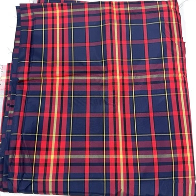 RED BLUE TARTAN PLAID TAFFETA FABRIC 43” Wide X 3 Yds Ralph Lauren Style Xmas - Image 1 of 4