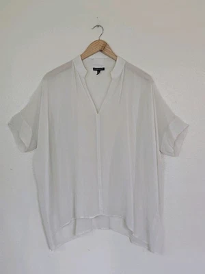 Eileen Fisher Silk Sheer Top Ivory Cream Oversized Blouse Classic Luxury XXS - image 1 of 4