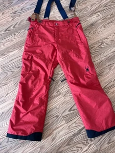 Spyder Snow Pants Red Bibs Insulted Overalls Size Large Regular READ - Picture 1 of 19