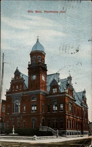 Vincennes Indiana City Hall enviado por correo 1909 a Daisy Gould Clarks Hill IN postal - Imagen 1 de 2