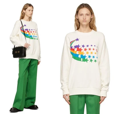 GUCCI SWEATSHIRT SHOOTING STAR WHITE COTTON TOP $980 sz XS / EXTRA SMALL - Image 1 of 4
