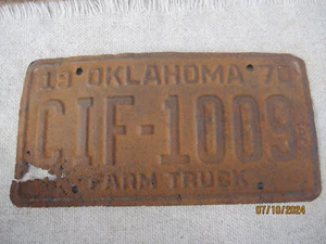 Oklahoma Nummernschild 1978 rostig/keine Farbe/Beschädigung # CIF-1009 Farm LKW - Bild 1 von 10