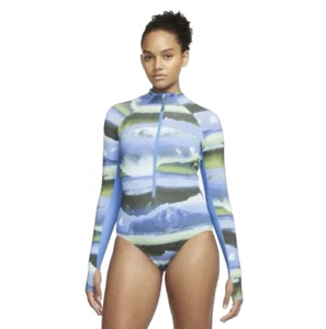Nike Swim Womens Adventure Long Sleeve One Piece Swimsuit Size L Pacific Blue - Picture 1 of 24