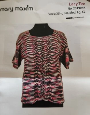 Mary Maxim ~ LACY TEE ~ Knitting Kit ~ Premier ~ Cotton Fair Yarn ~ CAMPFIRE - Image 1 of 4