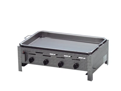 4 flammiger Edelstahl Gasgrill mit Pfanne Partygrill H: 6 cm, 81 x 53 x 27 cm - Bild 1 von 4