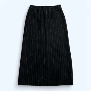 BETTY BARCLAY Black Striped Long Tube Skirt Size UK 14 US 10 Virgin Wool Mix - Picture 1 of 13
