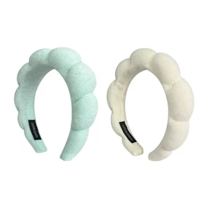 2er Pack Schwamm Spa Make-up Stirnband für Frauen Gesicht Waschen, Make-up Entfernen, Dusche - Bild 1 von 7