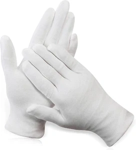 Paxcoo 12 Pairs XL White Cotton Gloves for Dry Hand Moisturizing Cosmetic Eczema - Picture 1 of 12