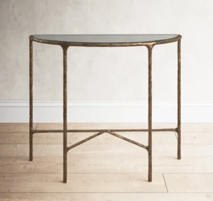 Restoration Thaddeus STYLE Forged Iron Hardware Demi Lune Console - Picture 1 of 10