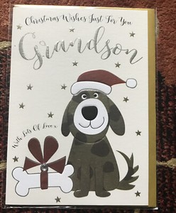 Wendy Jones Blackett “ Just For You Grandson “Christmas Card ~ 12cm x 17cm