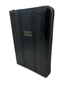 Biblia Letra Grande 12 PUNTOS RV1960 CIERRE INDICE MANUAL Negro - Picture 1 of 9