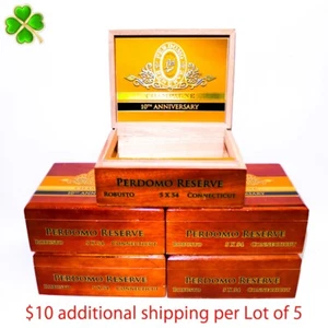 Lot of Perdomo Robusto Ct 10th Anniversary Wood Cigar Box 7.75" x 6" x 3" - Picture 1 of 12