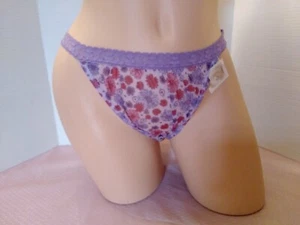 Panties NWT Vintage Hi-Cut Sheer Chiffon/Mesh Purple Floral Bikini 1XL - Picture 1 of 11