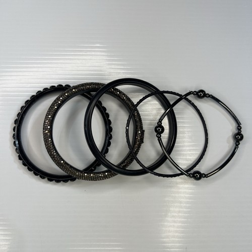 VALENTINO Lotto Braccialetti Cristalli Neri Boho Hippie Glam Impilabili Retrò Bracciali