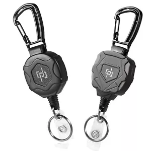 2 Pack Retractable Keychain Heavy Duty Carabiner Badge Holder Tactical ID Bad... - Picture 1 of 9