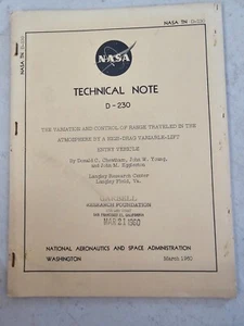 Genuine NASA Apollo Program Era Technical Report  - High Drag Entry Vehicle - Picture 1 of 7