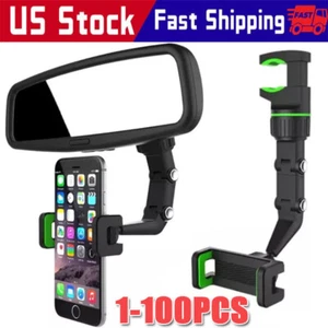 360°Car Rearview Mirror Rotation Adjustable Phone Holder Mount Multifunction LOT - Picture 1 of 13