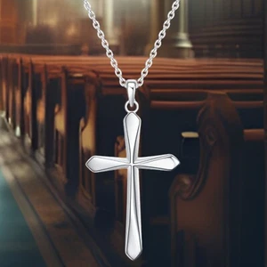 Kreuz Halskette für Damen - massiv 925 Sterling Silber - Bild 1 von 6