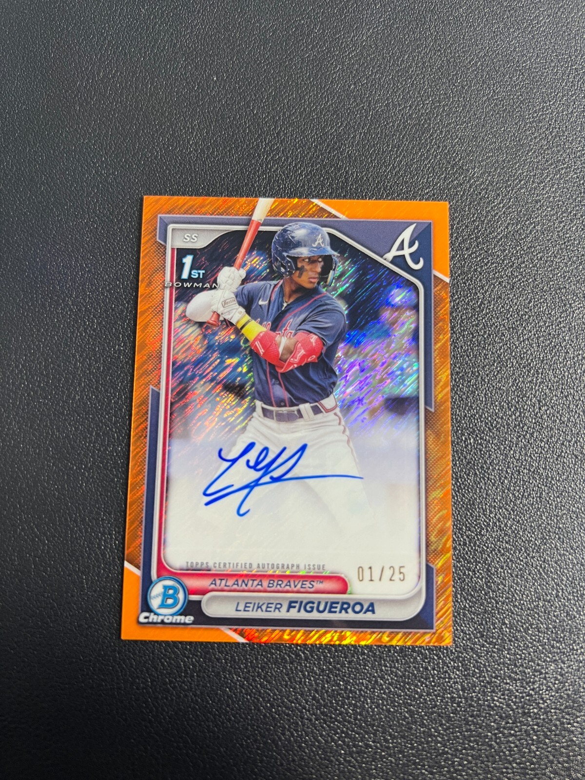 2024 Bowman Chrome Leiker Figueroa 1st Orange Shimmer Refractor Auto 01/25 BJWIL