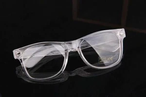 Men's Women VINTAGE RETRO Style Clear Lens EYE GLASSES Transparent Crystal Frame - Picture 1 of 12