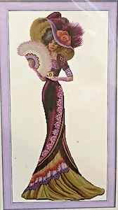 NOBLEWOMAN Counted Cross Stitch craft Kit fancy lady w/fan gown hat Blank canvas - Picture 1 of 7