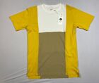 Universal Works Men's Panel T-Shirt S Colour Block Yellow Tan White S Organic