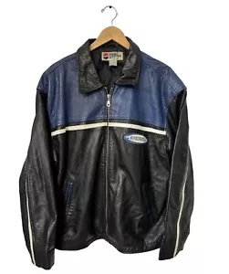 VINTAGE PEPSI NEXT GENERATION MENS LEATHER JACKET Black & Blue SIZE XL - Picture 1 of 6