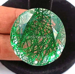 108-115 Ct Attractive Green Rutilated Quartz Oval Cut Certified Gemstone 4AUN - Picture 1 of 6