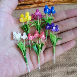 6 Casa de muñecas Miniatura Arcilla Artificial Iris Flores Artesanía Planta Jardín Decoración - Imagen 1 de 9