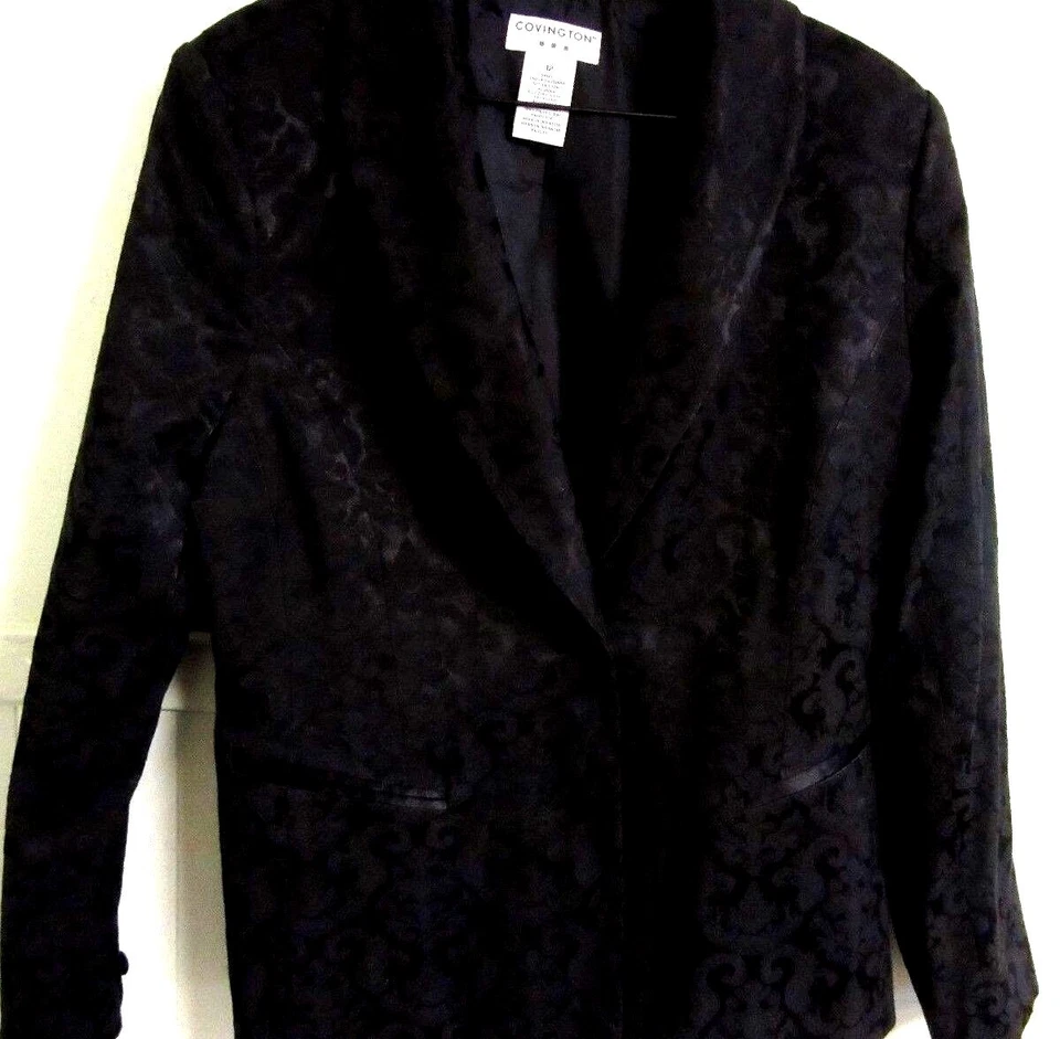 $12 WOW by Designer COVINGTON! Size 12 Black Brocade Suit Jacket & Ultra Chic Foto 1 de 1