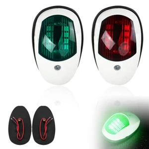 2x Waterproof Red & Green 8 LED Navigation Lights Boat Pontoon Marine Bow Lamp - Picture 1 of 13