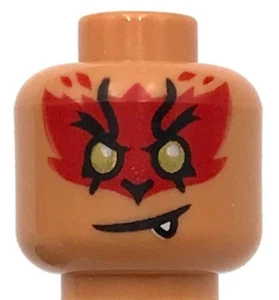 Lego New Nougat Minifigure Head Dual Sided Red Fur Gold Eyes Crooked Mouth Part - Picture 1 of 2