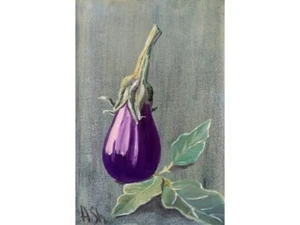 Eggplant – Original Oil Painting Still life Kitchen art 8x12" - Picture 1 of 3
