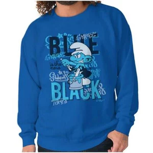 the Smurfs Blue is the New Black Cartoon Womens or Mens Crewneck Sweatshirt - Picture 1 of 8