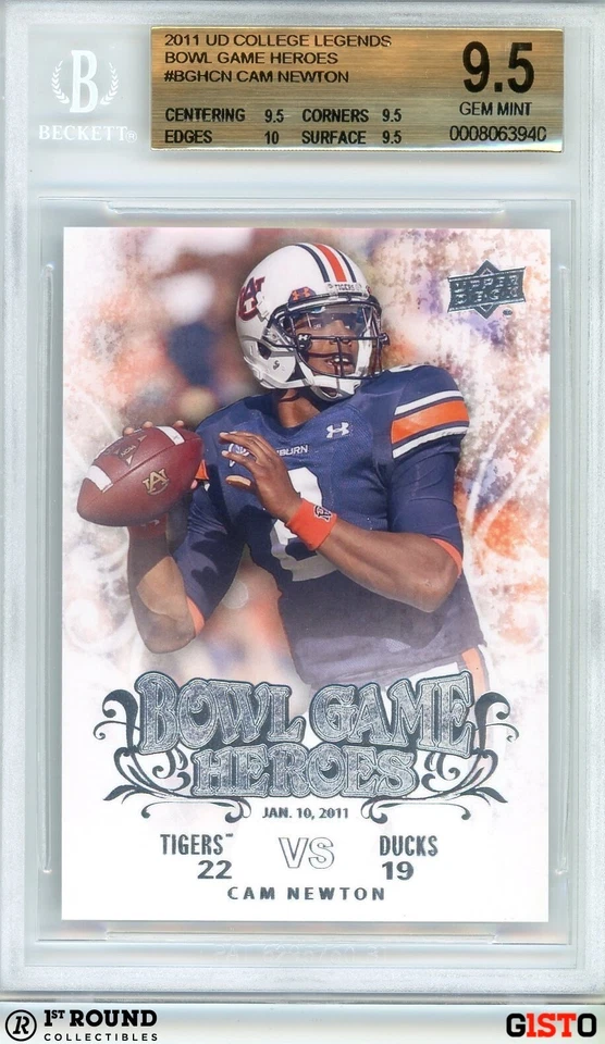 Cam Newton BGS 9.5: 2011 Upper Deck Bowl Game Heroes Rookie Gisto #BFN-CN - Image 1 of 4