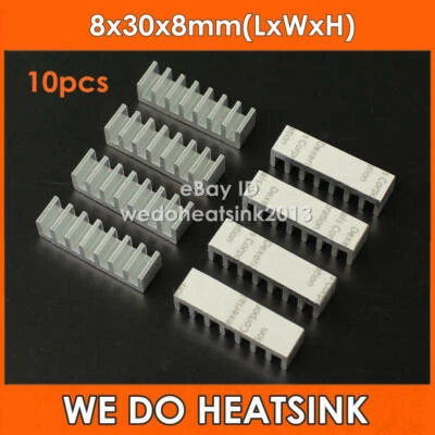 10pcs 8x30x8mm DIY Extruded Heat Sink With Heat Transfer Thermal Adhesive Tape - Image 1 of 4