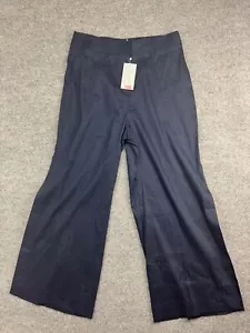 Antonio Melani Dress Pants Women's 14 Navy Blue Linen Blend Wide Leg Italy - Picture 1 of 9
